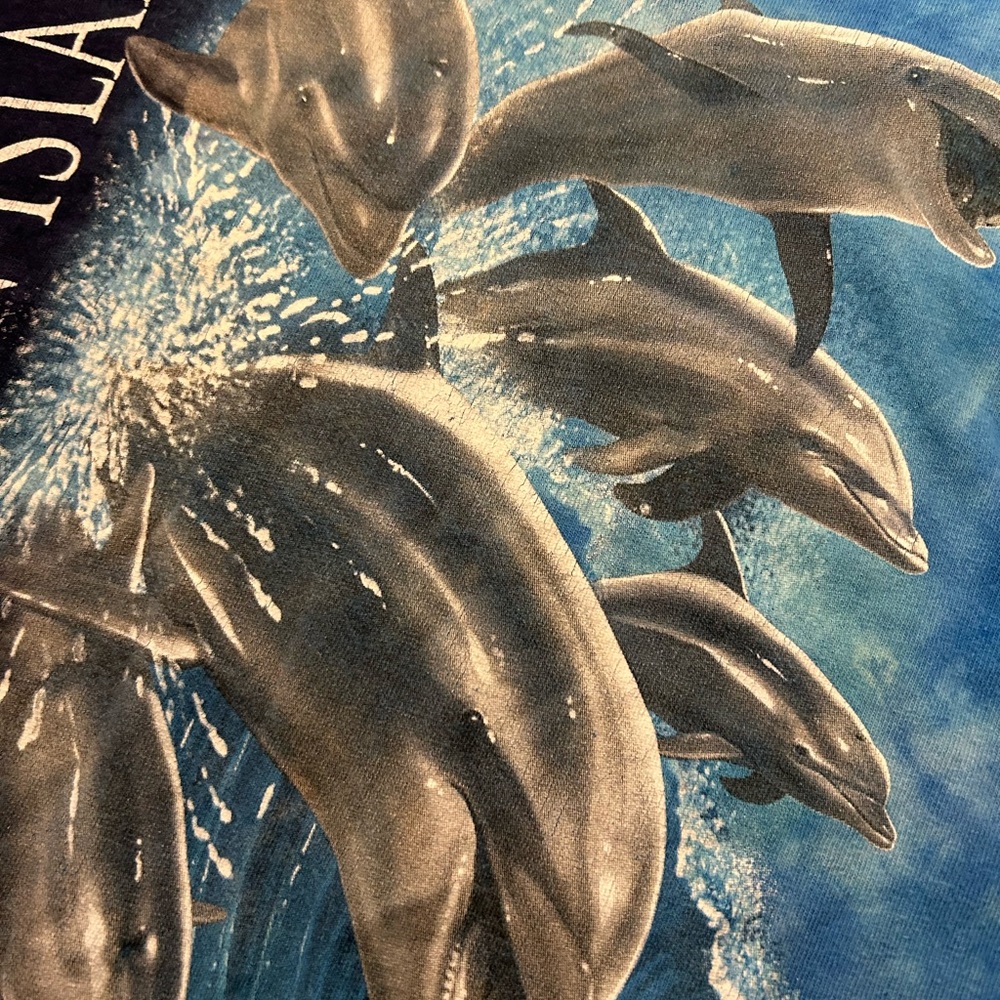 Vintage Galveston Island Tie Dye Dolphin Gilden Graphic T-Shirt Size Youth‎ XS - Picture 4 of 5